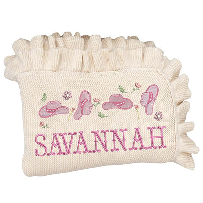 SWaddle AN Personalized Custom Baby Name Blanket With Dogs Design And Soft Knit