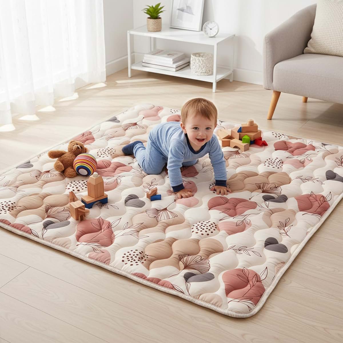 Bunnikins & Clover 50"x50" Thicken Soft Play Mat for Babies (photo 2)