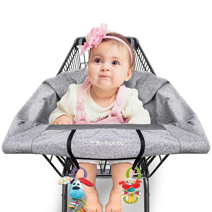 BabyOneStop 2-in-1 Shopping Cart Cover and High Chair Cover for Baby, Cotton, Machine Washable, Gray