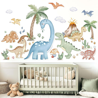 Wondever Boho Dinosaur Wall Decals Watercolor Dino Wall Stickers