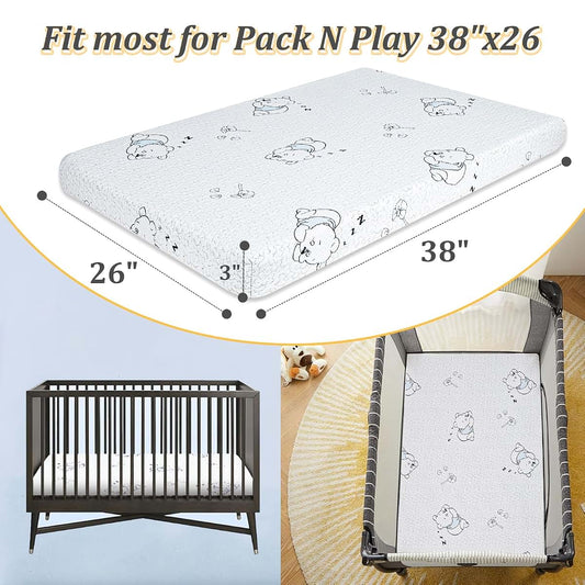 ESJAYING Pack and Play Mattress Pad, 38 x 26 Inch, Gel Memory Foam