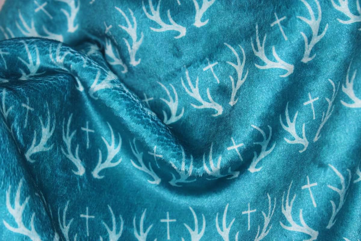 Lion And Lamb Creations Christian Men Hunting Bedding Blanket, Deer Antlers Crosses Design, Woodland Theme, Saint
