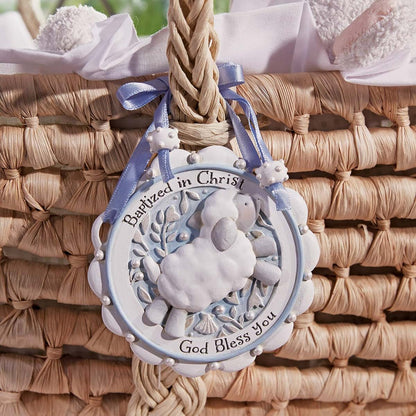 Autom Faithworks Baptized In Christ Resin Crib Medal Blue Lamb (photo 2)