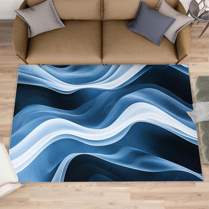 HYGIUID 4x5 Abstract Area Rugs - Waves Rug for Entryway, Simple Washable Entry Way Rugs Kids Carpet for Inside House