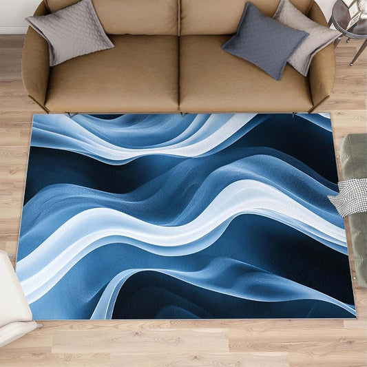 HYGIUID 4x5 Abstract Area Rugs - Waves Rug for Entryway, Simple Washable Entry Way Rugs Kids Carpet for Inside House