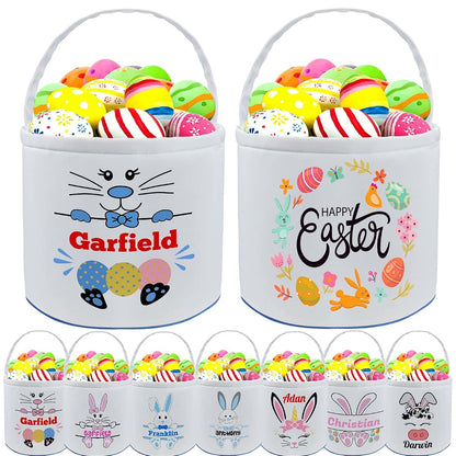 Farmelov Personalized Easter Baskets for Girls Boys Kids with Name Custom Buny Easter Basket Customized Easter Egg Tote