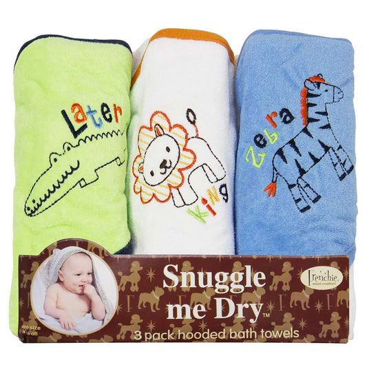 Frenchie Mini Couture, Hooded Bath Towels for Babies, 80% Cotton/20% Polyester, Wild Animal Design Baby Bath Towel Set