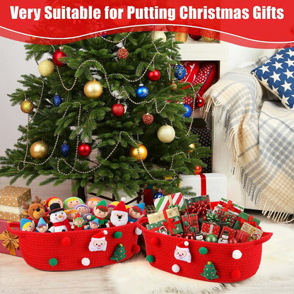 FoldTier 6-Piece Woven Cotton Rope Christmas Storage Basket Set