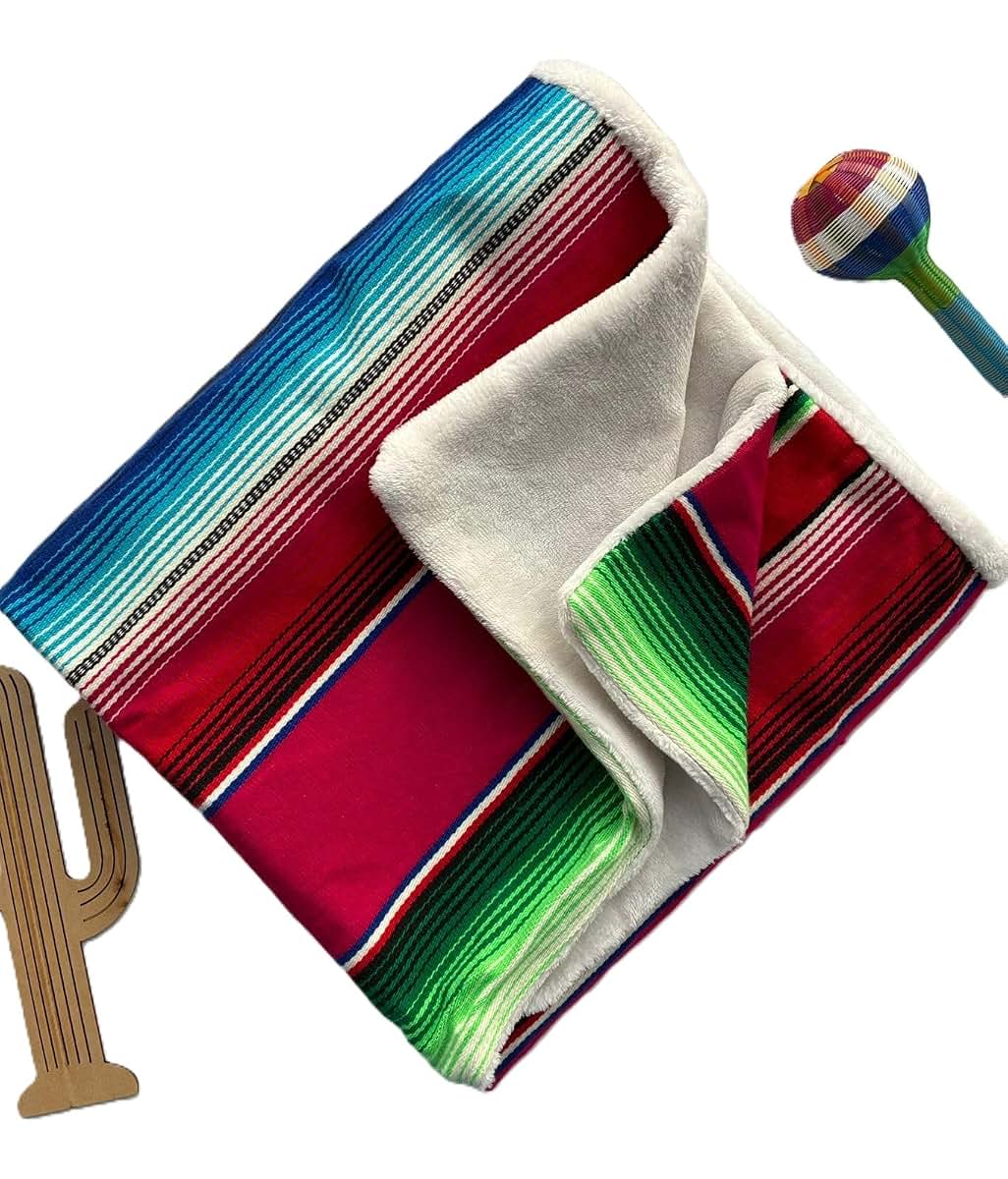 Bebe Trapoz Mexican Sarape Baby Blanket With Sherpa-Style Backing (photo 2)