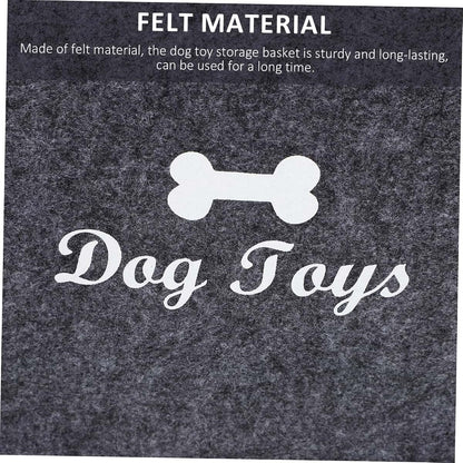 SOLUSTRE Pet Toy Storage Basket Felt Organizer Grey with Side Handles