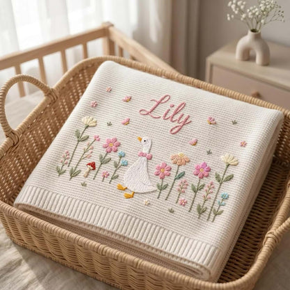 Noni Personalized Baby Blanket Embroidered with Name, Custom Knit Baby Blanket for Girls Boys, Newborn Baby Gift, Gift (photo 2)