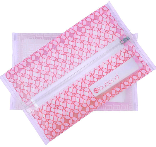 The Buti-Bag Co. Reusable Wet Wipe Pouch, Blush Pink Tiles, Set Of 2