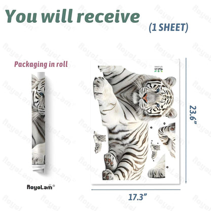 RoyoLam Lying White Tiger Wall Decal Removable Waterproof Vinyl