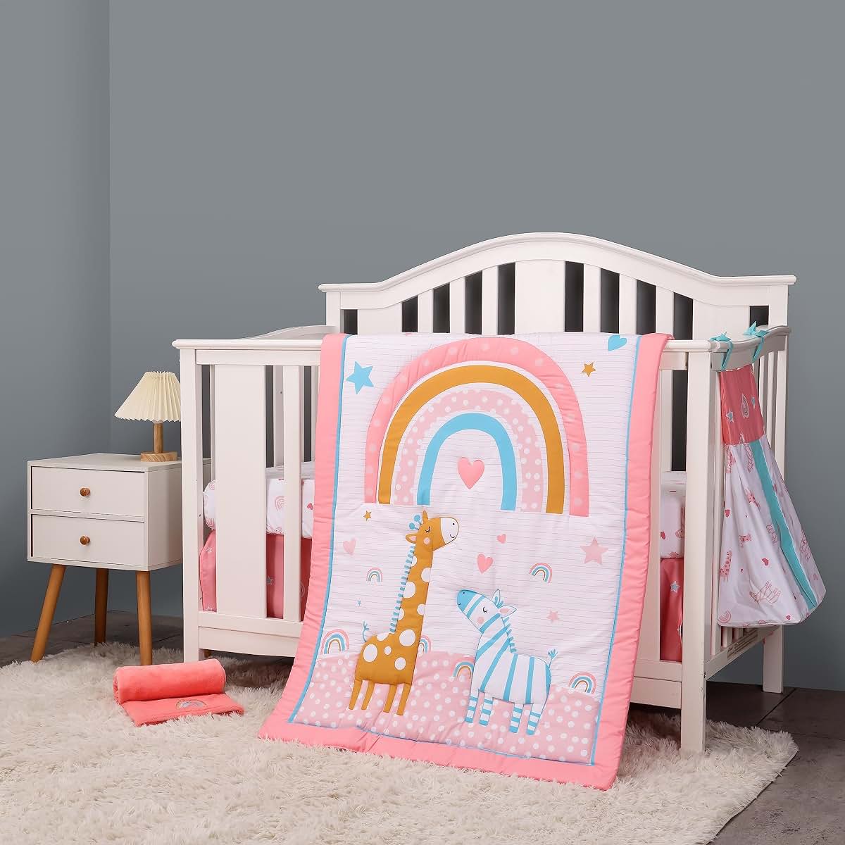 CribMATE Pink Nursery Diaper Stacker 1 PC Baby Girl Animal Rainbow Theme Diaper Storager Hanger for Girls (photo 4)