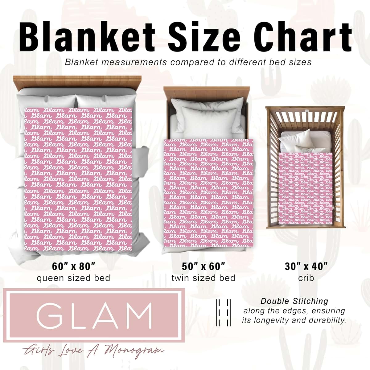 Girls Love A Monogram Personalized Baby Blanket With Coquette Bow (photo 3)