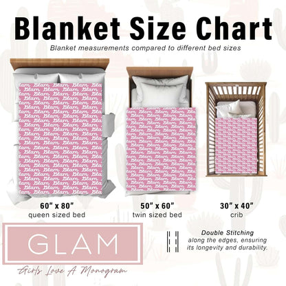 Girls Love A Monogram Personalized Baby Blanket With Coquette Bow (photo 3)