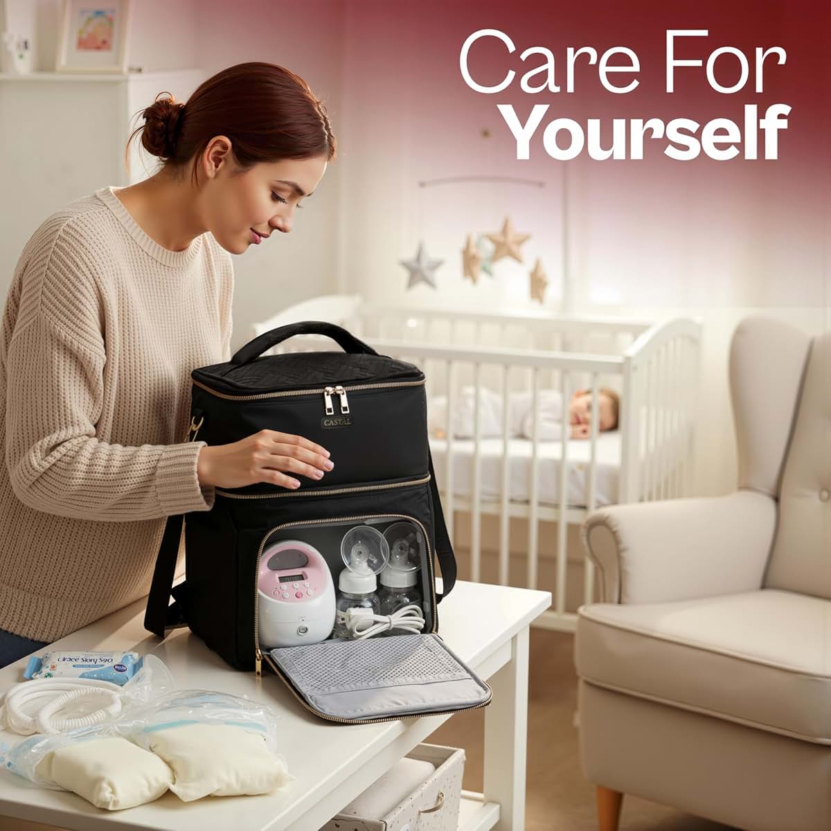 Castal Insulated Breast Pump Bag Cooler Tote for Travel
