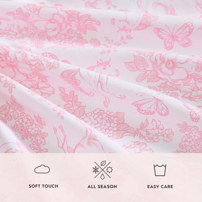 Laura Ashley Twin Sheet Set with Fitted Sheet and Pillowcase, Deep Pocket Microfiber