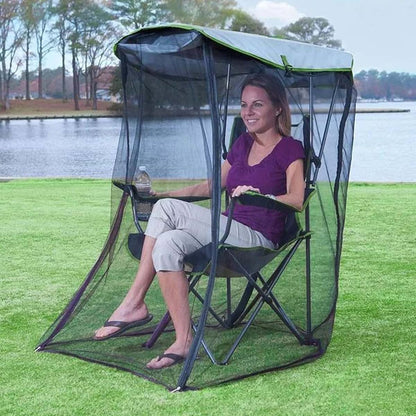Tanxier Camping Chair Mosquito Net, Polyester Mesh with Zippered Door, Waterproof Roof