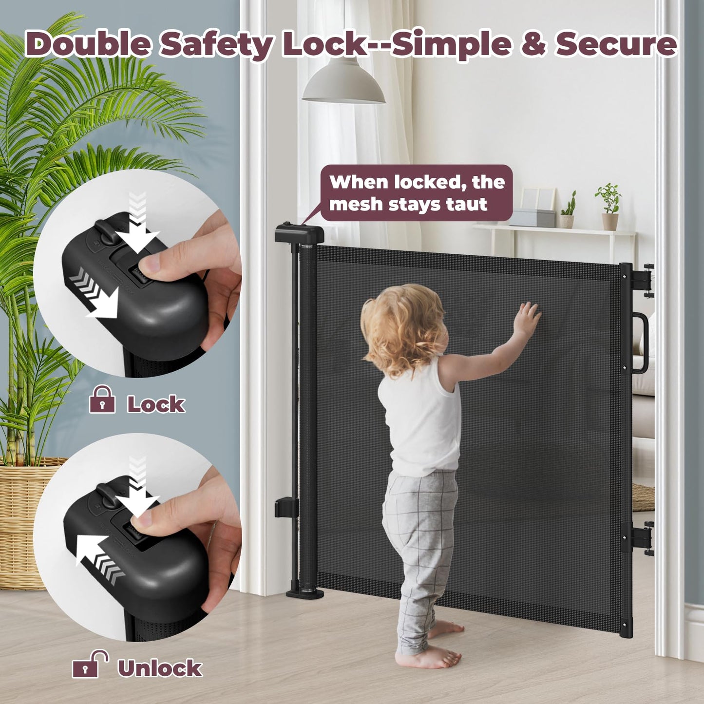 Cideny Retractable Baby Gate 55" Wide