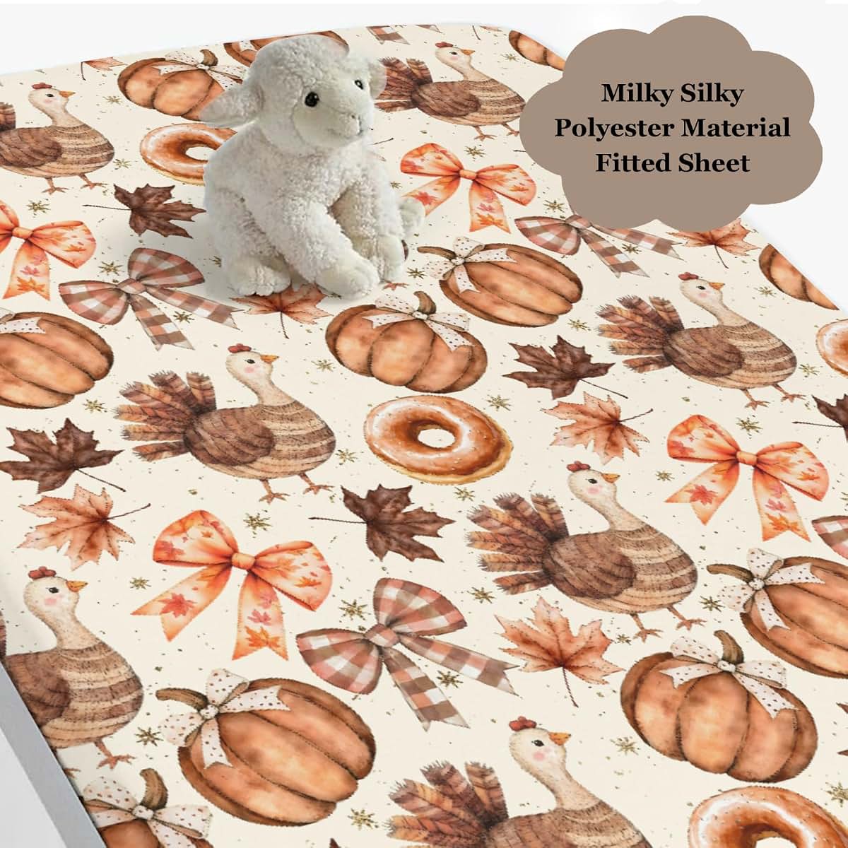 Wicbfdfv Crib Sheet With Thanksgiving Turkey Pattern (photo 3)