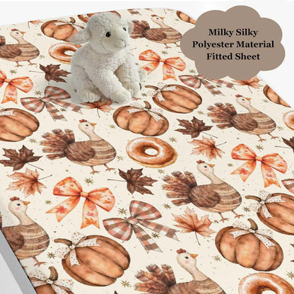 Wicbfdfv Crib Sheet With Thanksgiving Turkey Pattern (photo 3)