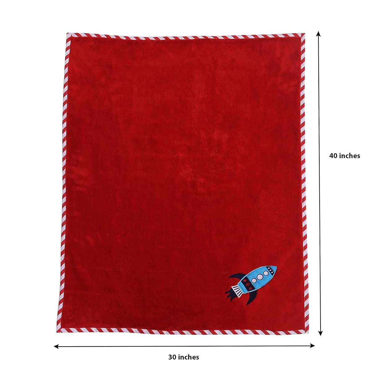 Bacati - Space Boys Embroidered Plush Blanket (Red) (Red) (photo 2)