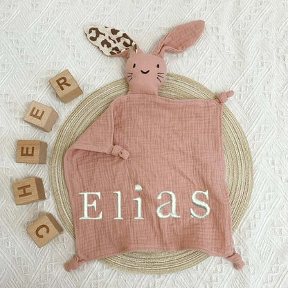 BabyOneStop Personalized Muslin Bunny Lovey Security Blanket