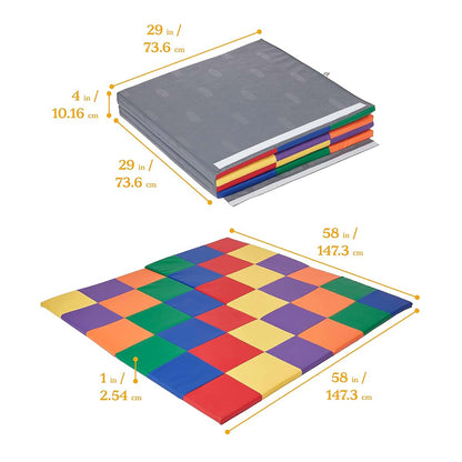ECR4Kids SoftZone Patchwork Activity Folding Play Mat, 58in Square, Baby Essentials, Assorted (photo 2)
