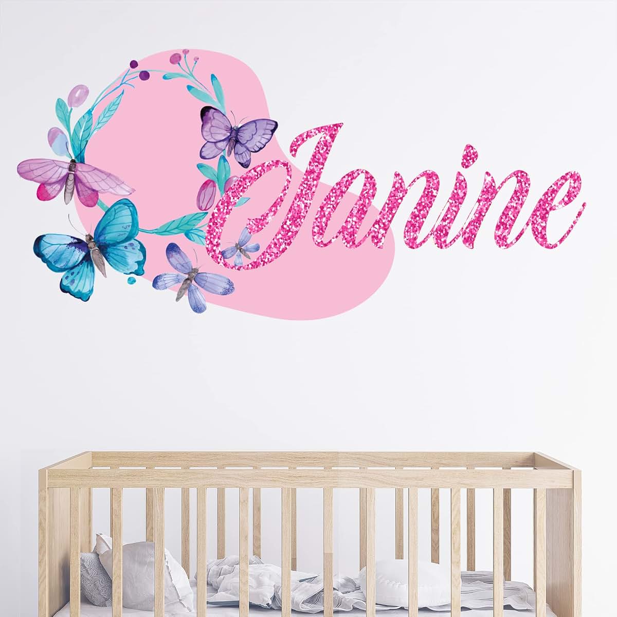 AdesiivoStudio Butterfly Name Wall Decals For Girls Bedroom Decor