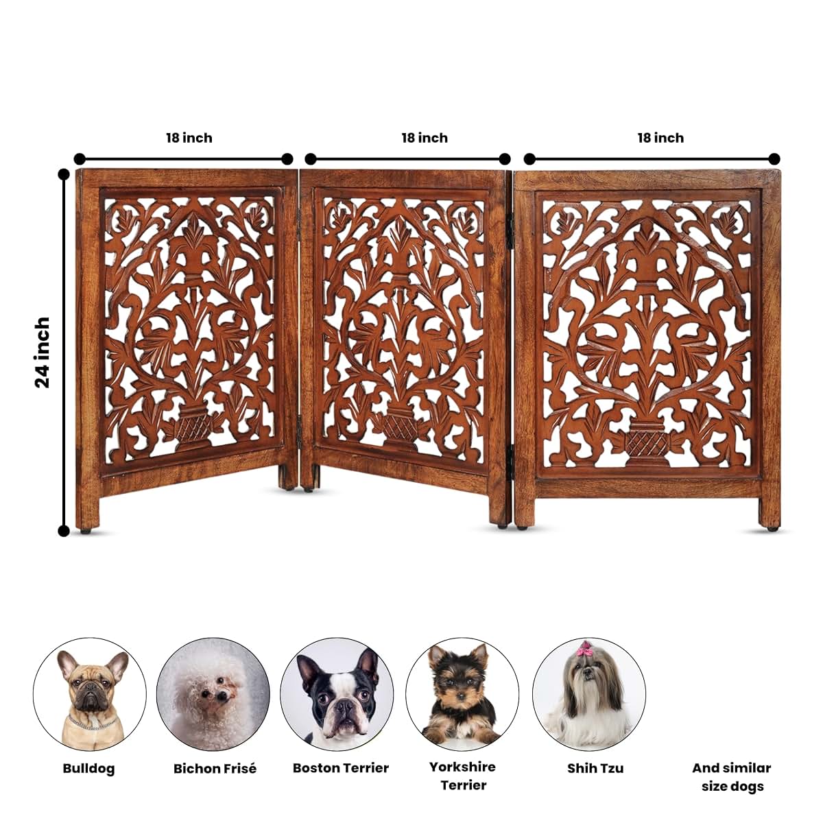 Homebia Designs Pet Gate – Foldable 3-Panel Wooden Dog Barrier (photo 4)