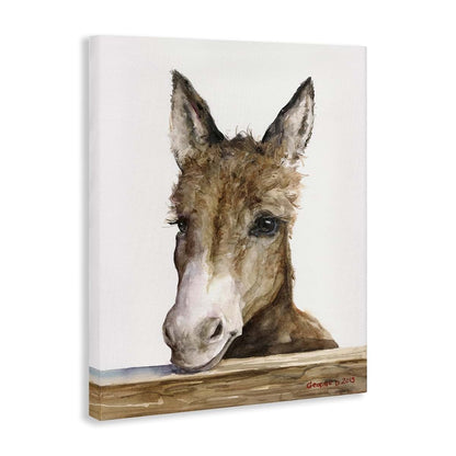 Stupell Industries Adorable Baby Donkey Farm Canvas Wall Art, 16 x 20 Inch, Ready to Hang