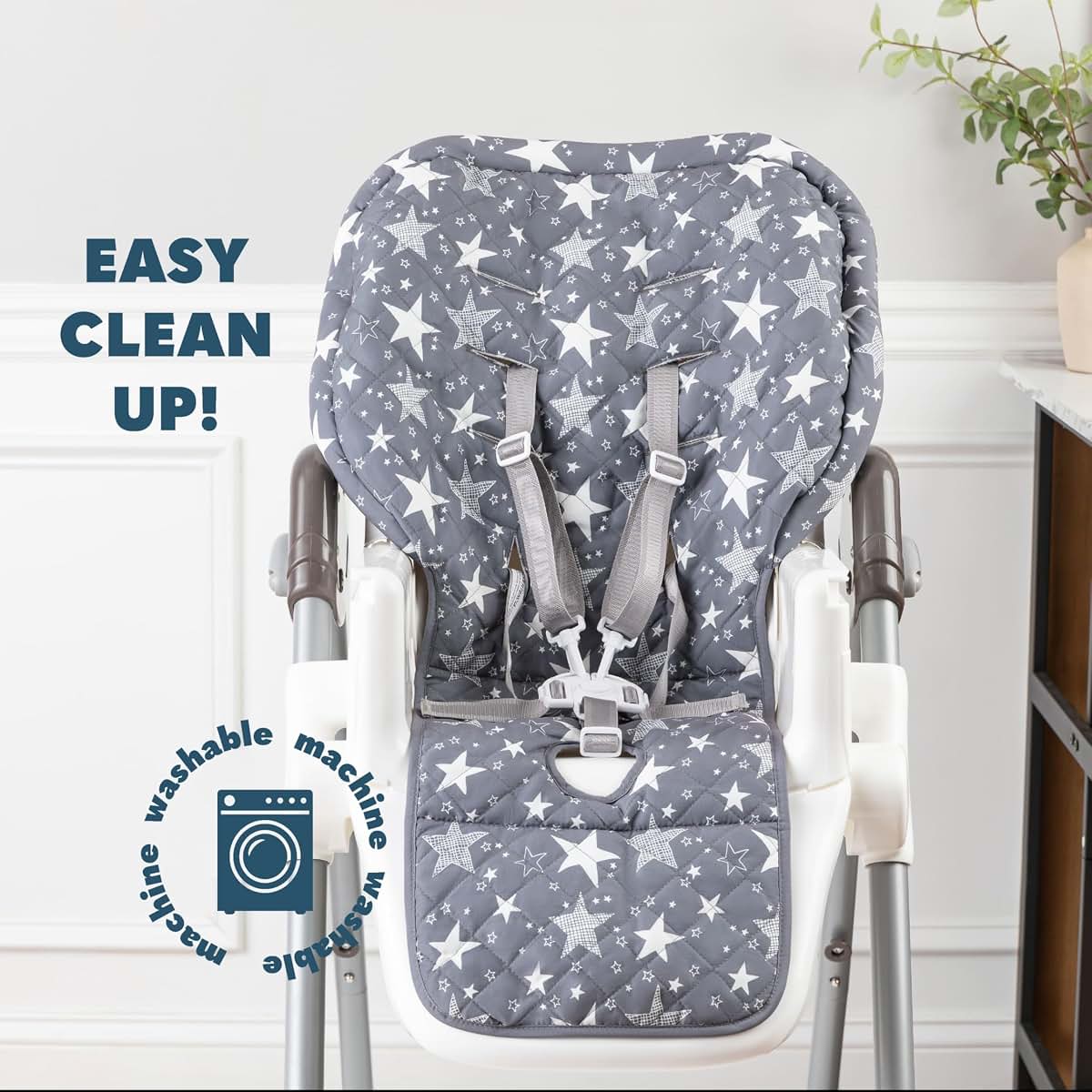 High Chair Pad & Cover for Baby | Machine Washable Cushion for 3-5 Point Harness Chairs