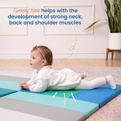 ECR4Kids SoftZone Turning Tiles Folding Activity Play Mat, 48in Square, Contemporary
