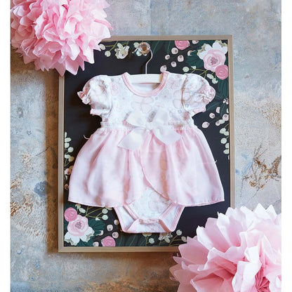 Stephan Baby Playful Posies Pink and Gray Floral Snap Dress, 3-6 Months (photo 2)