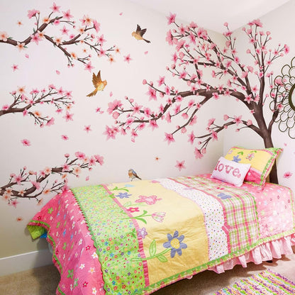Large Cherry Blossom Tree Wall Stickers Pink Flower Decals