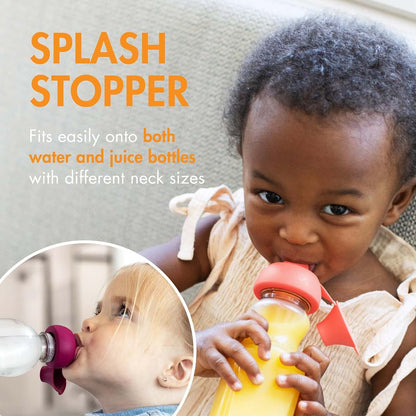 Boon Snug Sip Universal Silicone Bottle Toppers with Spill Proof Valves, 4-Pack