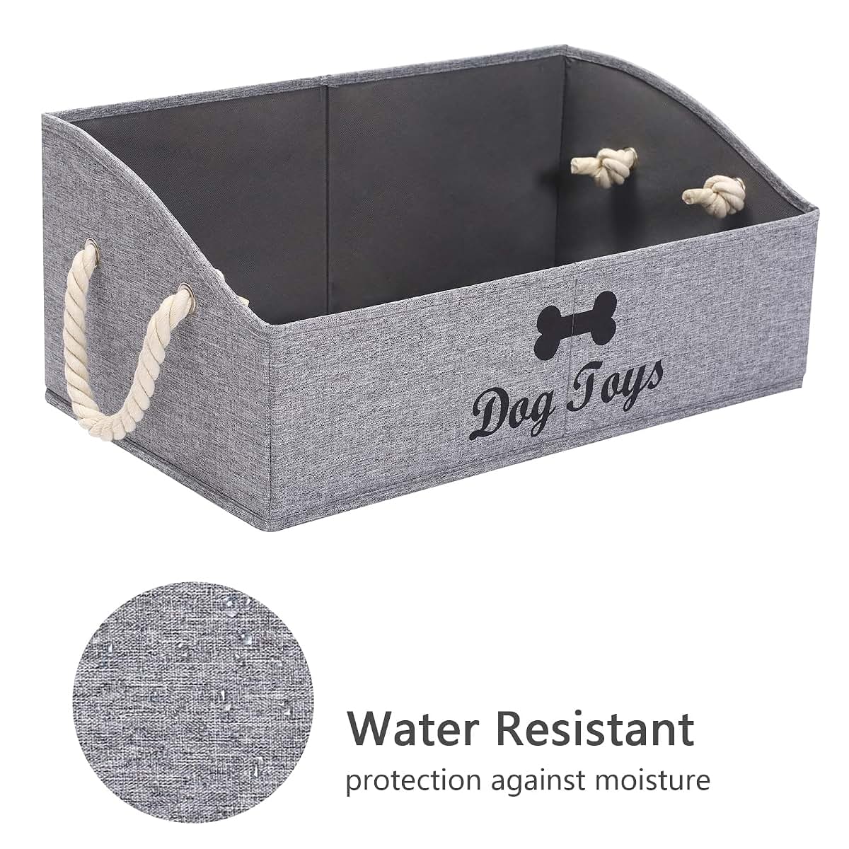 Geyecete Large Dog Toys Storage Bin Foldable Fabric Trapezoid Organizer Snow Grey