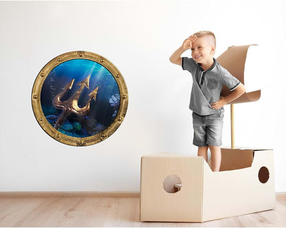 Stickit Graphix King Neptunes Trident Porthole Wall Decal