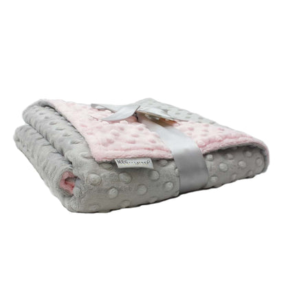 MEG ORIGINAL Pink & Gray Baby Girl Blanket, Made of Heavenly Soft Minky Dot Material