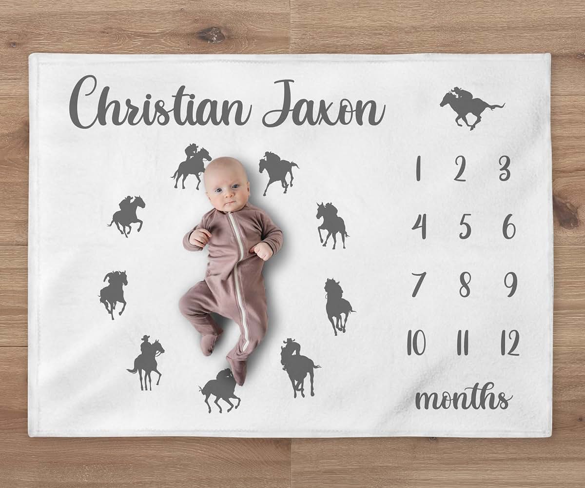 UnoCo Cowboy Milestone Blanket, Custom Western Baby Blanket