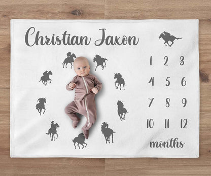 UnoCo Cowboy Milestone Blanket, Custom Western Baby Blanket