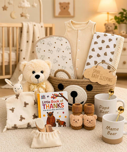 Beyond The Box Bear Theme Newborn Gift Basket With Parent Mugs (photo 3)