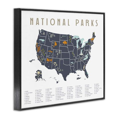 National Parks United States Adventure Map Framed Art by Lil' Rue