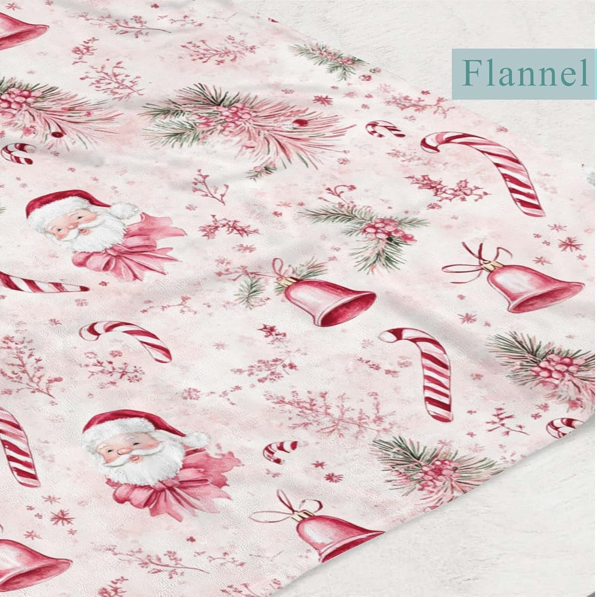 Wicbfdfv Pink Christmas Santa Pine Trees Baby Blanket (photo 3)