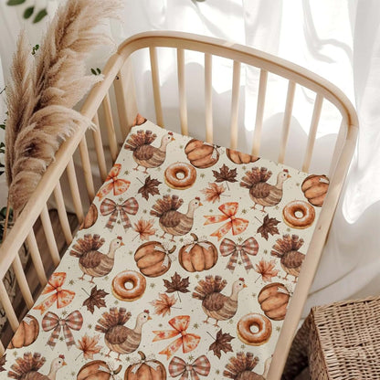 Wicbfdfv Crib Sheet With Thanksgiving Turkey Pattern