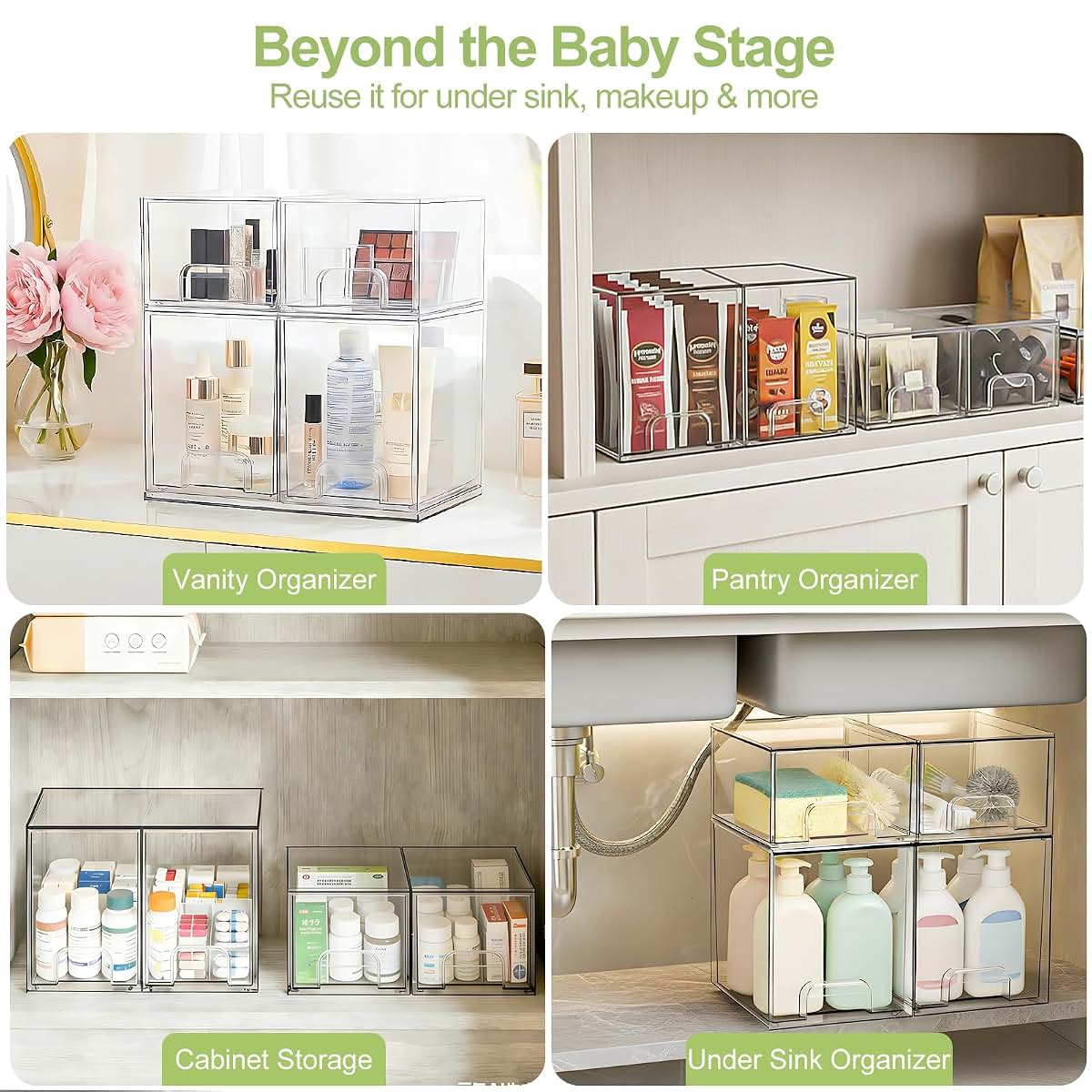 Saccik Bottle Storage Organizer Baby: Acrylic Stackable Storage Drawers (photo 4)