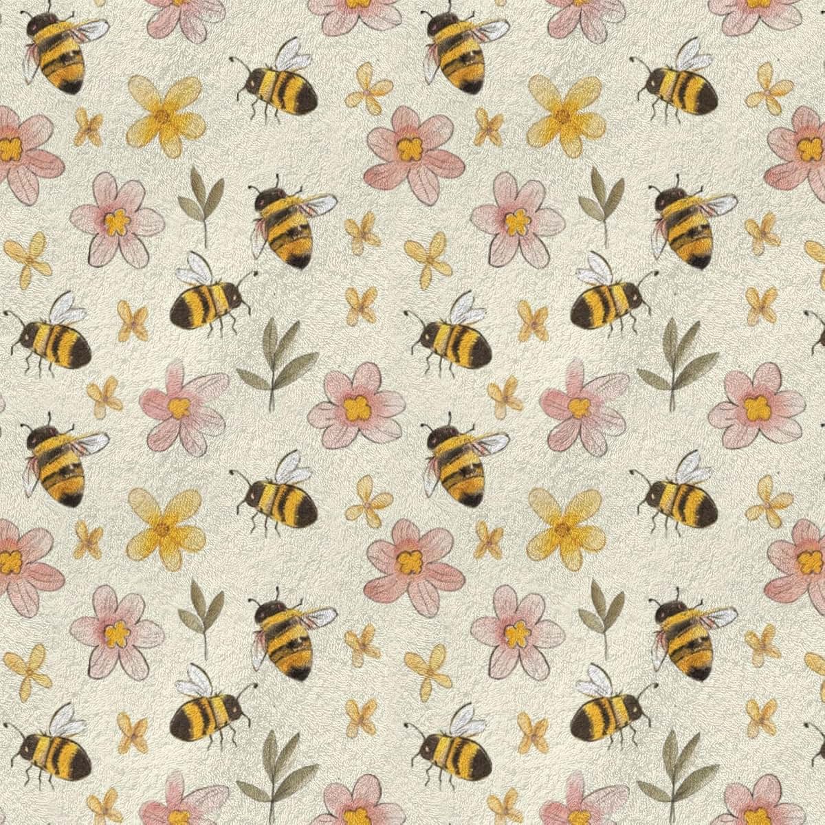 KuphiL Watercolor Bee Nursery Baby Throw Blanket, Floral Swaddle Receiving Blanket
