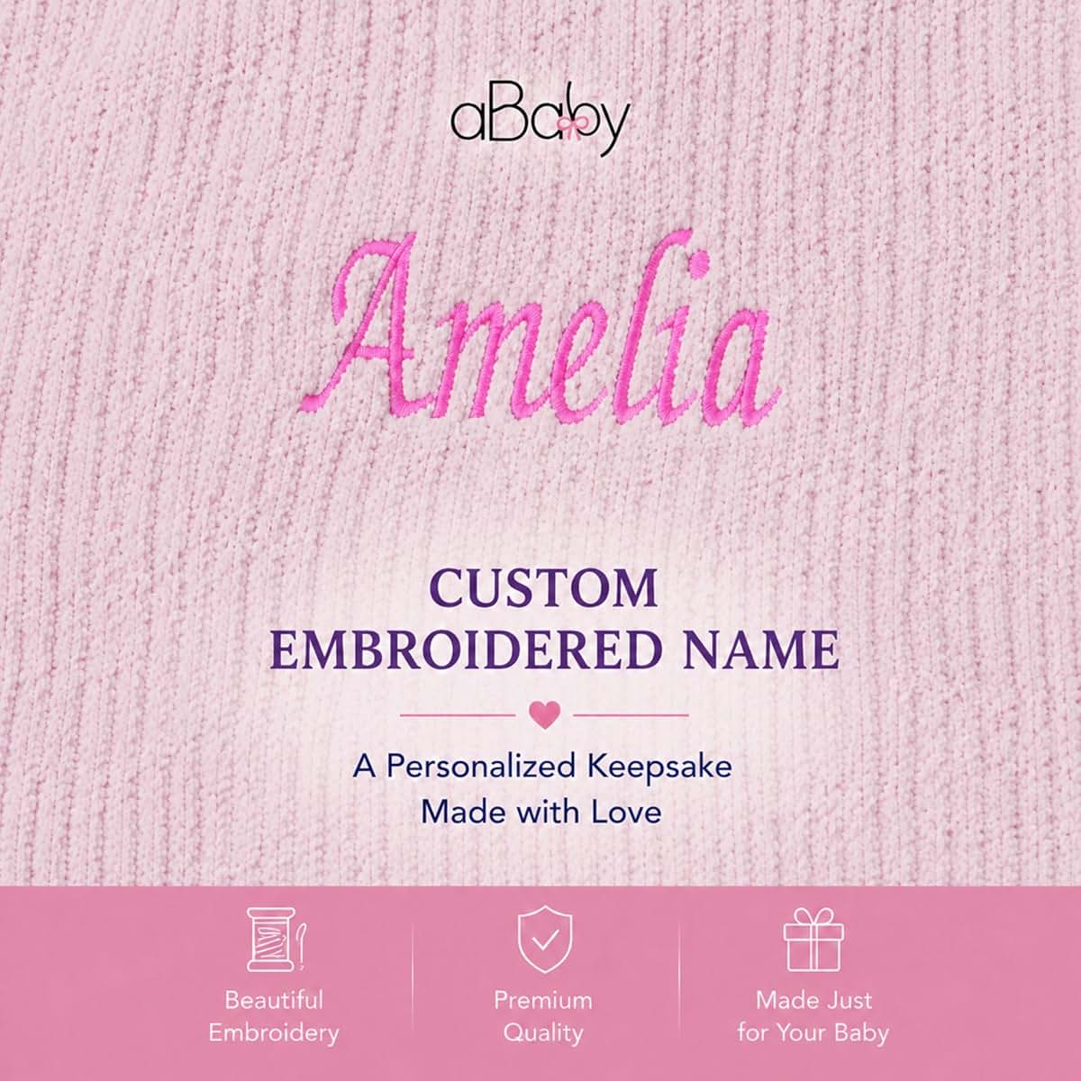 Ababy Personalized Chenille Baby Blanket With Custom Embroidered Name (photo 2)