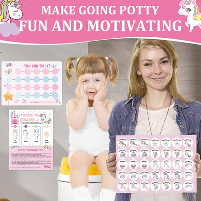 shouqiuzhonglv Unicorn Potty Training Chart for Toddler Girls - Potty Training Sticker Chart for Girls Potty with